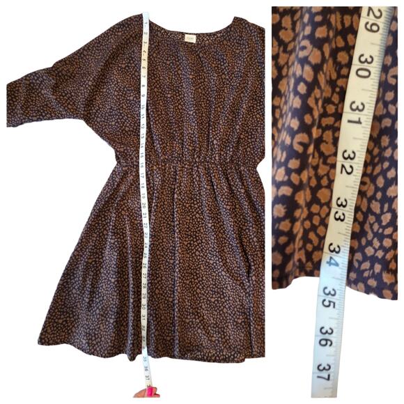TIENS Ecoute Dress Elastic Waist, Dolman Sleeves, Estimated sz 8/10 Navy Brown - Picture 11 of 12
